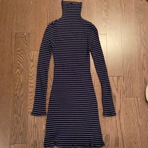 Reformation striped turtleneck ribbed dress